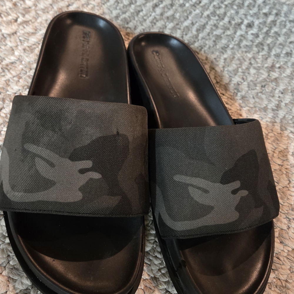 Black Embossed Slide Sandals